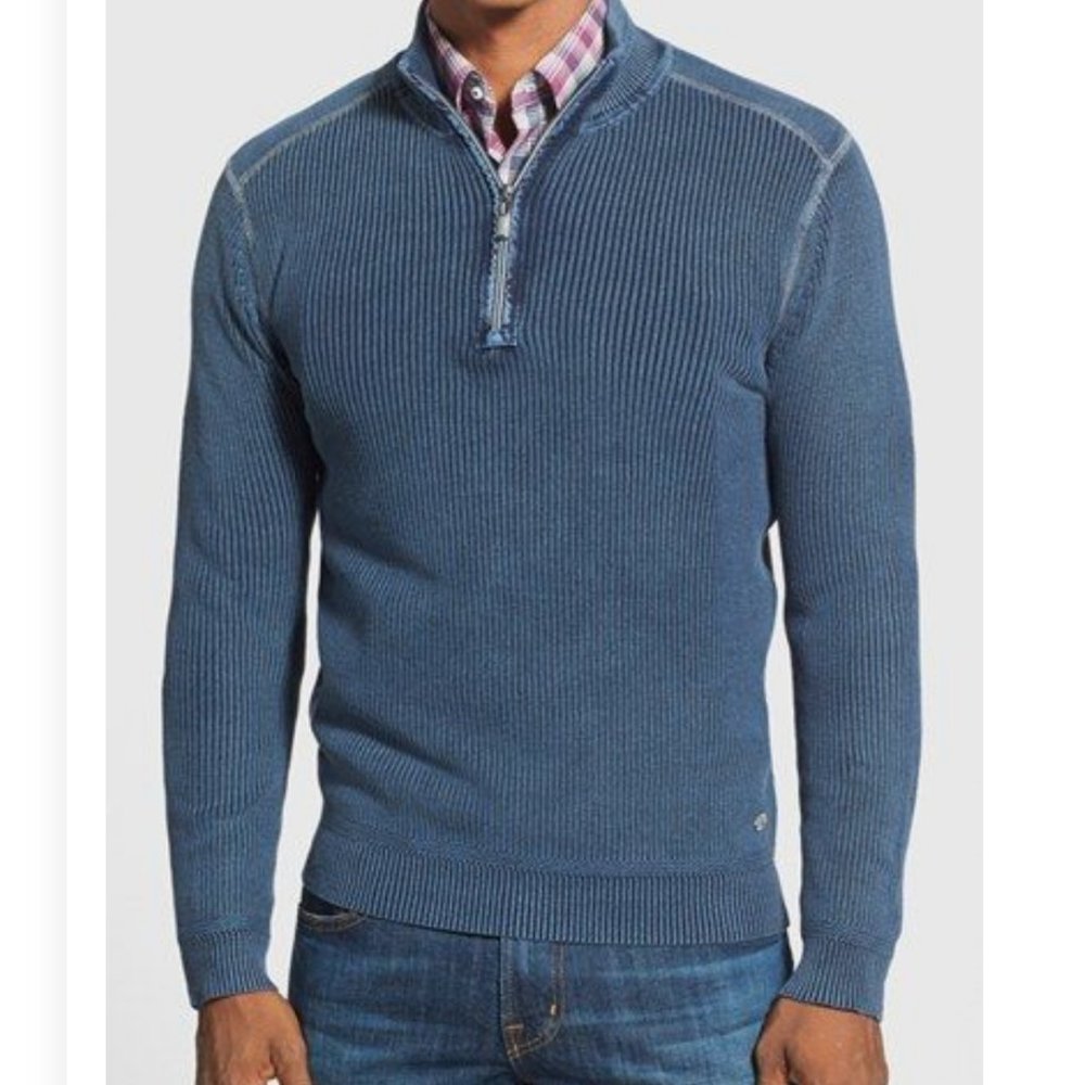 Men’s Tommy Bahama Quarter Zip Sweater Blue XL
